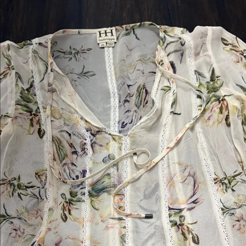 Haute Hippie Olive cream blouse with olive green pants